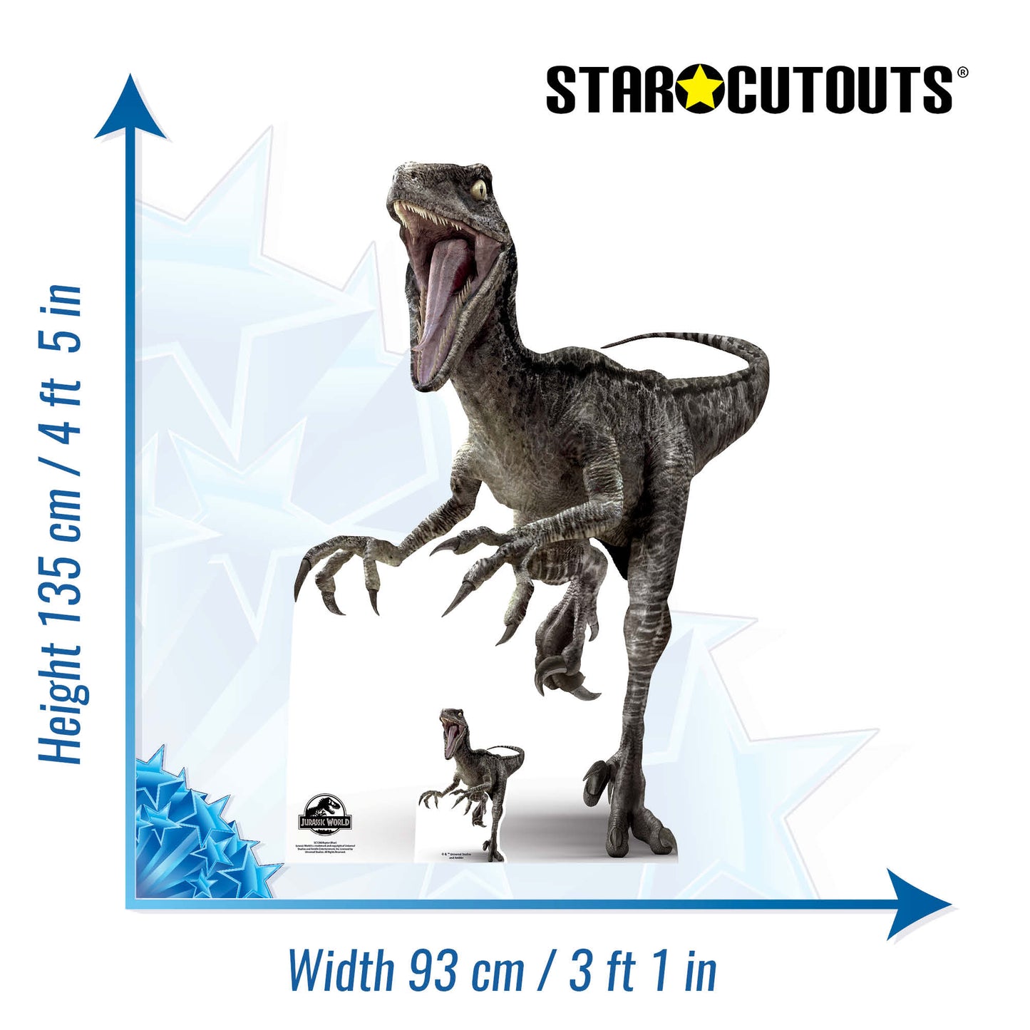 SC1280 Raptor Dinosaur (Blue) Cardboard Cut Out Height 135cm