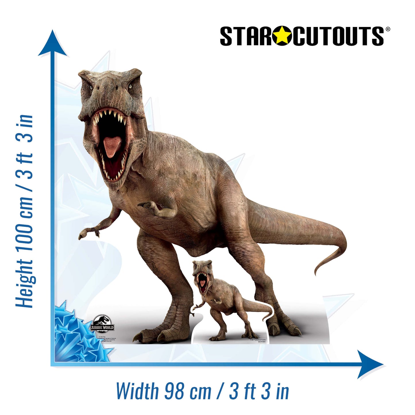 SC1285 Official Jurassic World T-Rex Tyrannosaurus Rex Dinosaur Cardboard Cut Out Height 100cm