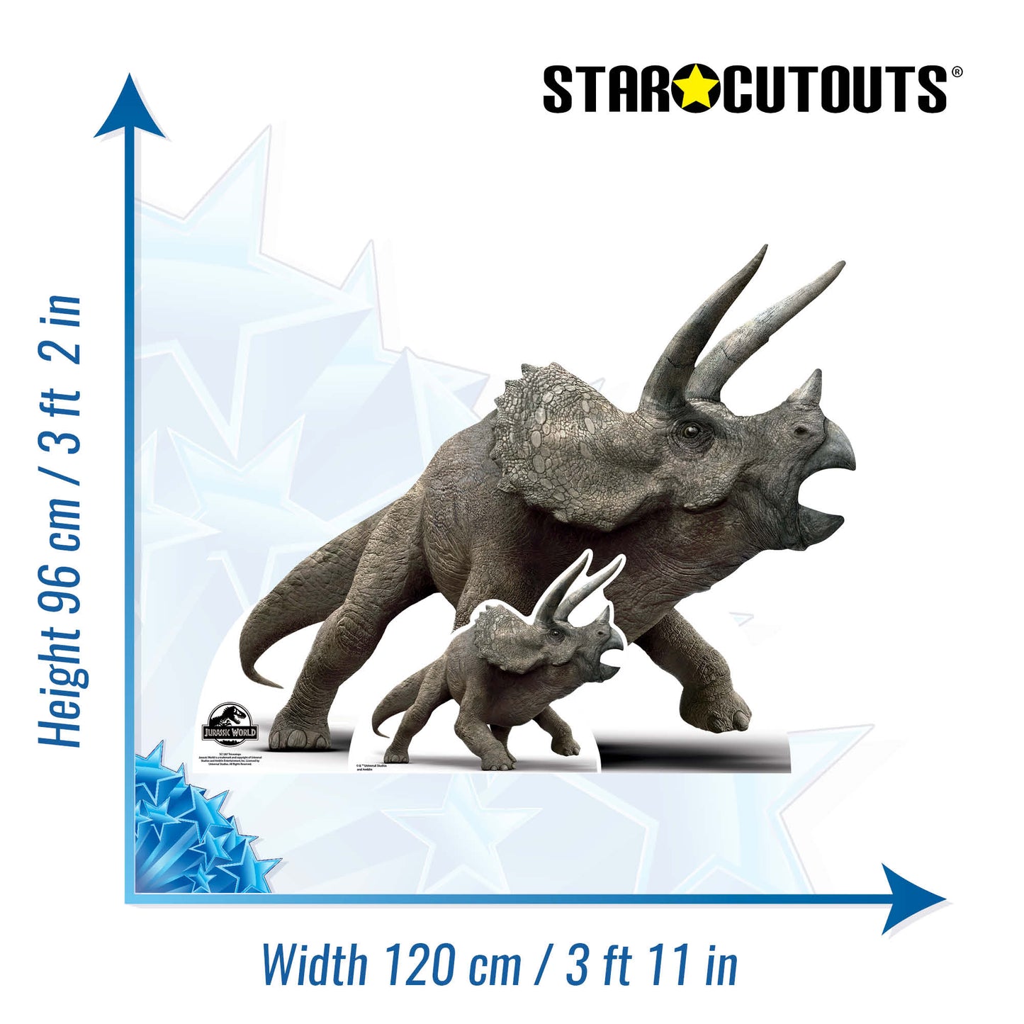 SC1287 Official Jurassic World Triceratops Dinosaur Cardboard Cut Out Height 96cm