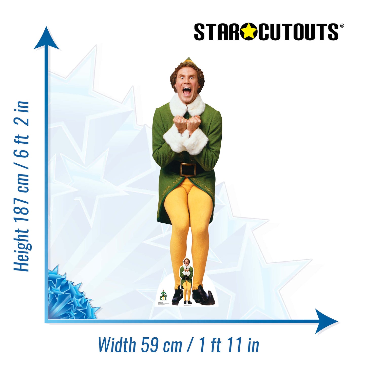 SC1289 Buddy The Elf Christmas Icon Cardboard Cut Out Height 187cm