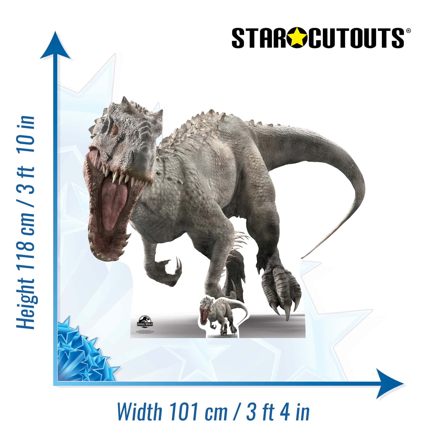 SC1295 Indominus (Face on roar) Jurassic World Dinosaur Cardboard Cut Out Height 118cm