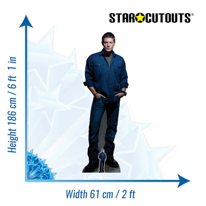 SC1349 Dean Winchester Blue Shirt Jeans (Jensen Ackles Supernatural) Cardboard Cut Out Height 186cm