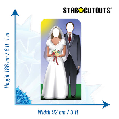 SC135 Wedding Couple Stand-In Cardboard Cut Out Height 186cm