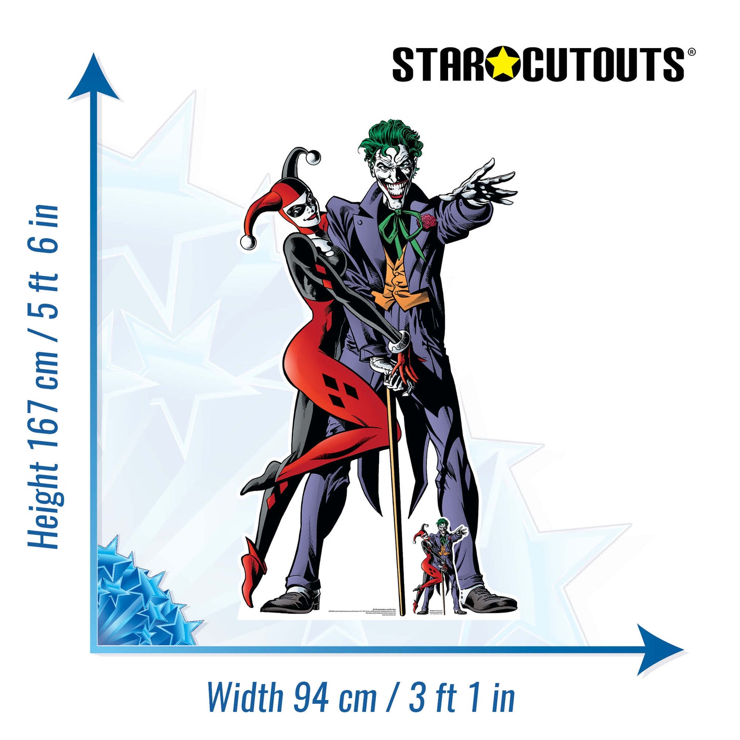 SC1370 Harley Quinn and The Joker Classic Comic Couple Double Cutout Cardboard Cut Out Height 167cm