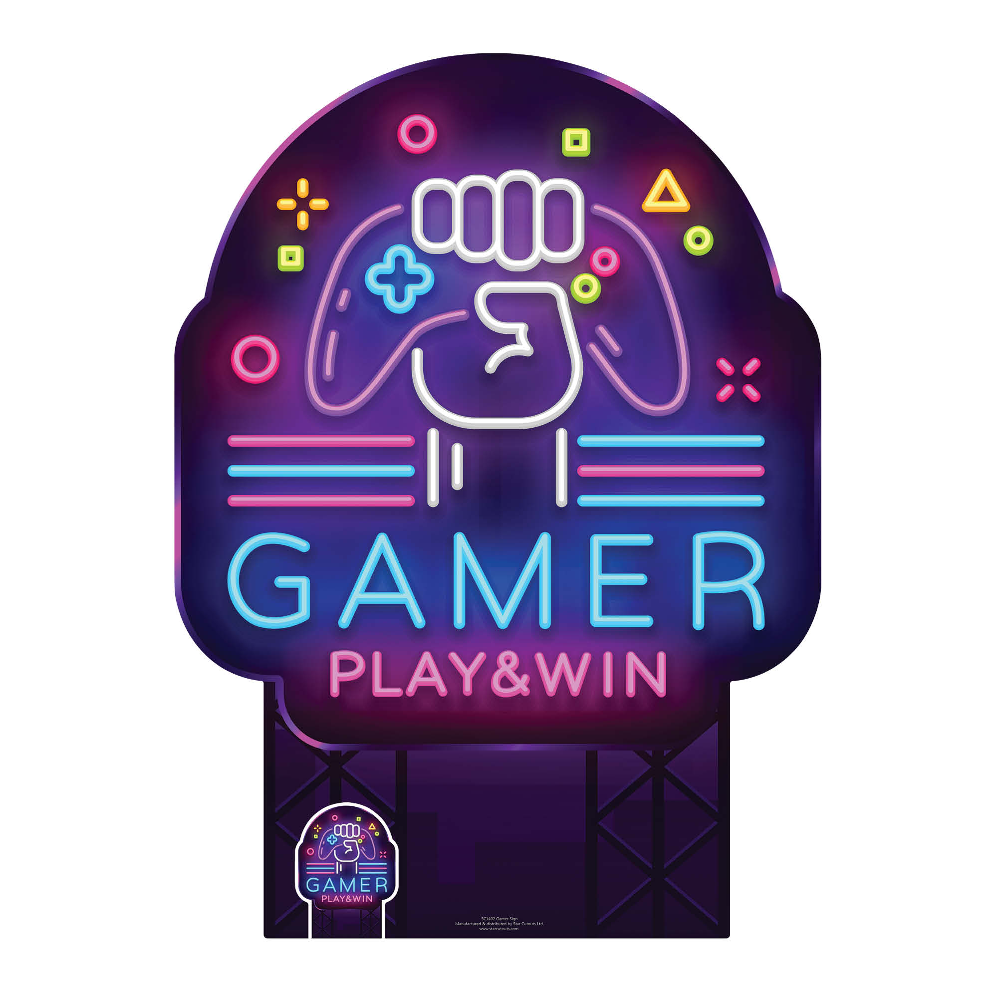 SC1402 Gamer Sign Cardboard Cut Out Height 135cm – Star Cutouts