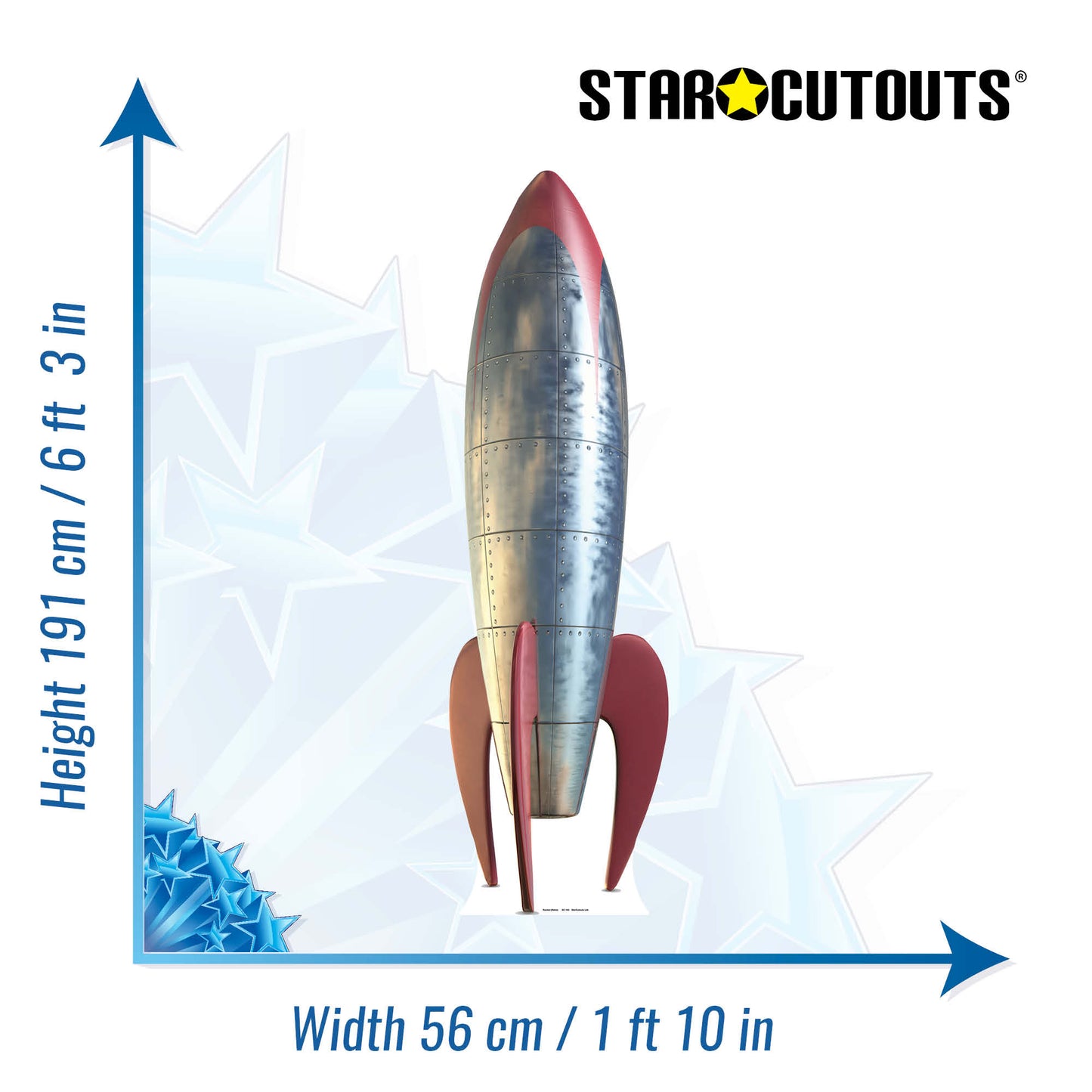 SC142 Retro Rocket (1950's Style) Cardboard Cut Out Height 191cm