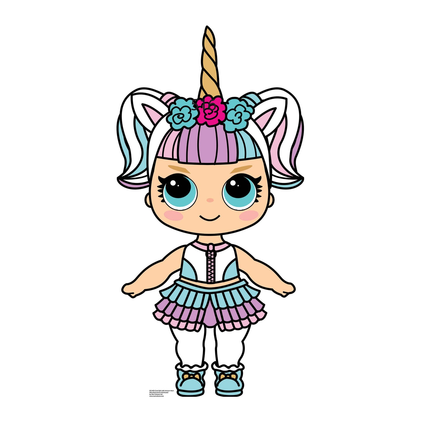 SC1436 Cute Doll with Large Eyes and Unicorn Horn Cardboard Cut Out Height 91cm