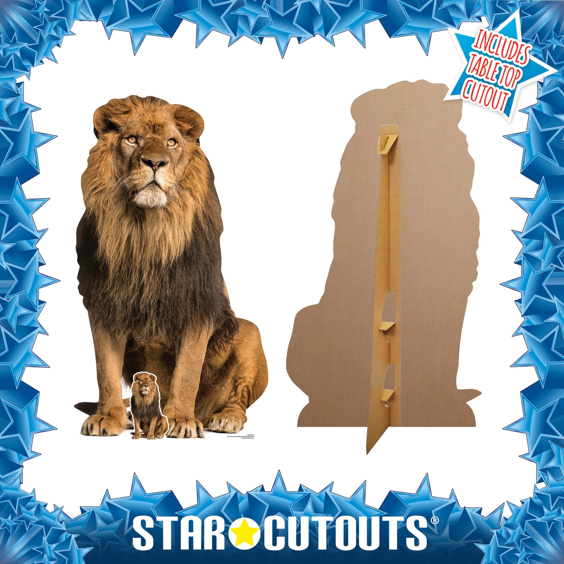 SC1438 Adult Male Lion Sitting Cardboard Cut Out Height 155cm - Star Cutouts