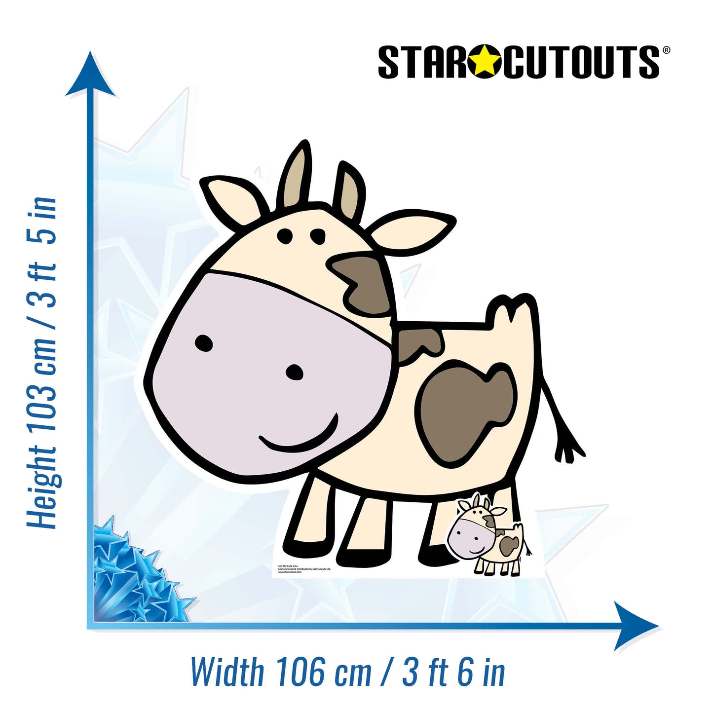 SC1442 Cute Cow Farmyard Animal Cardboard Cut Out Height 103cm - Star Cutouts