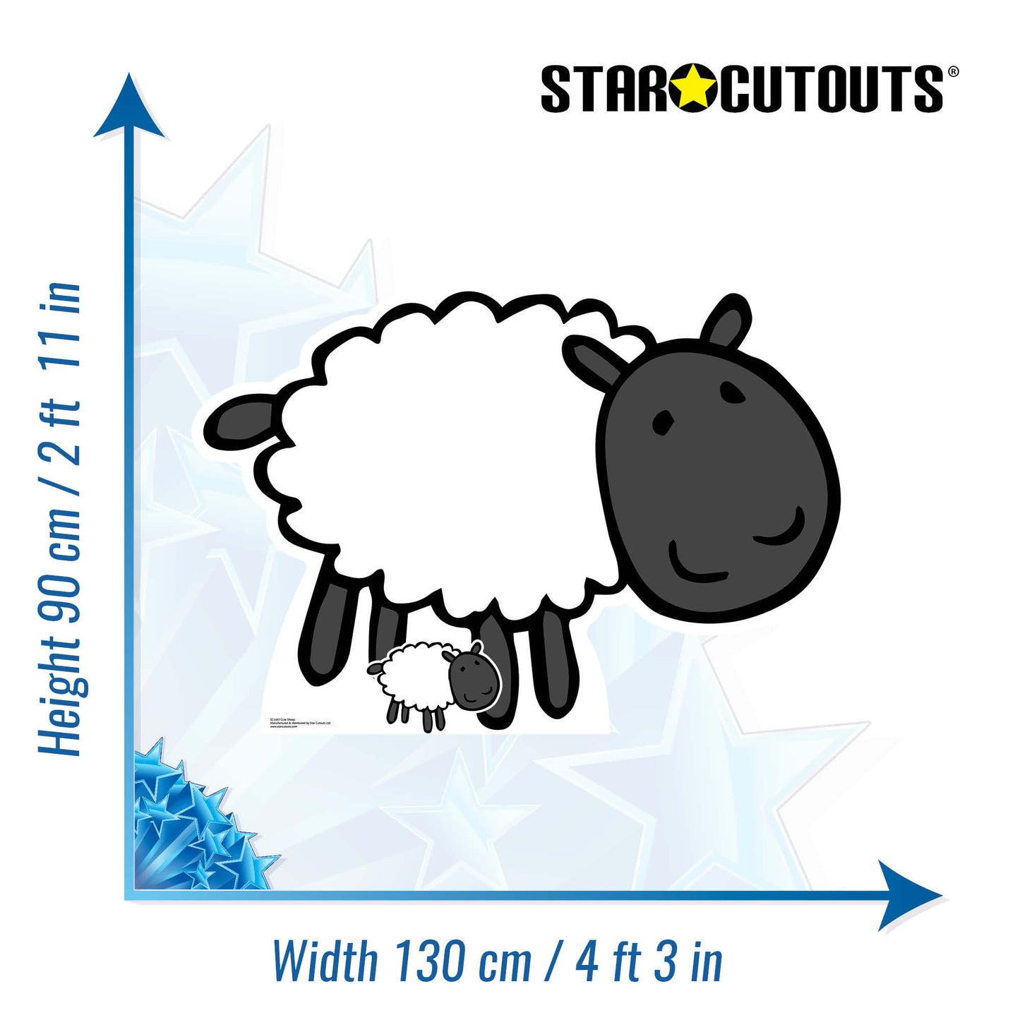 SC1443 Cute Sheep Farmyard Animal Cardboard Cut Out Height 90cm - Star Cutouts