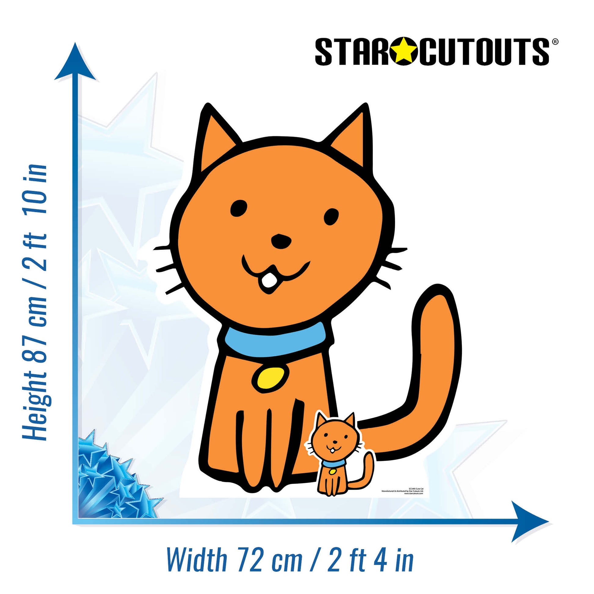 SC1445 Cute Cat Farmyard Animal Cardboard Cut Out Height 87cm - Star Cutouts
