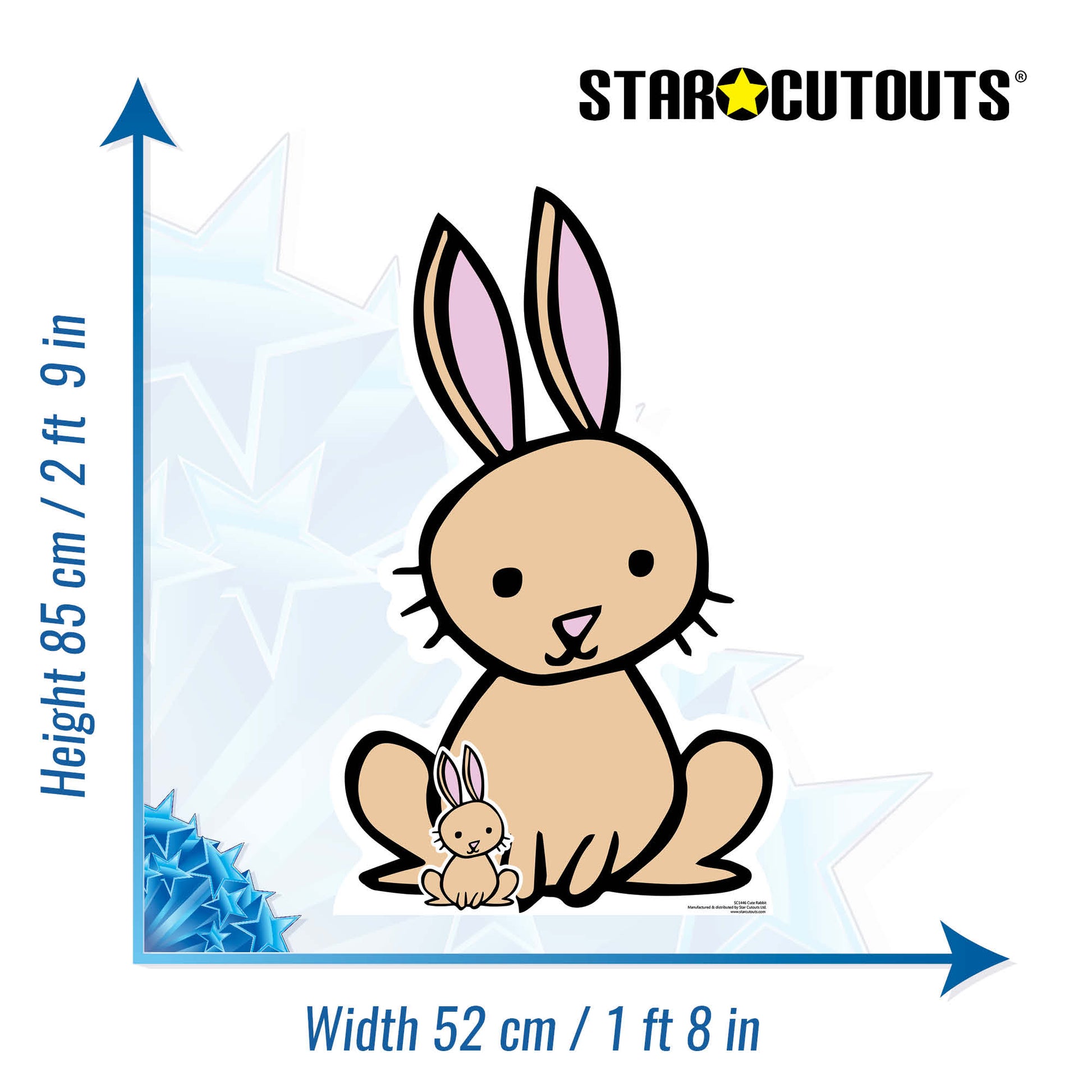 SC1446 Cute Rabbit Farmyard Animal Cardboard Cut Out Height 85cm - Star Cutouts
