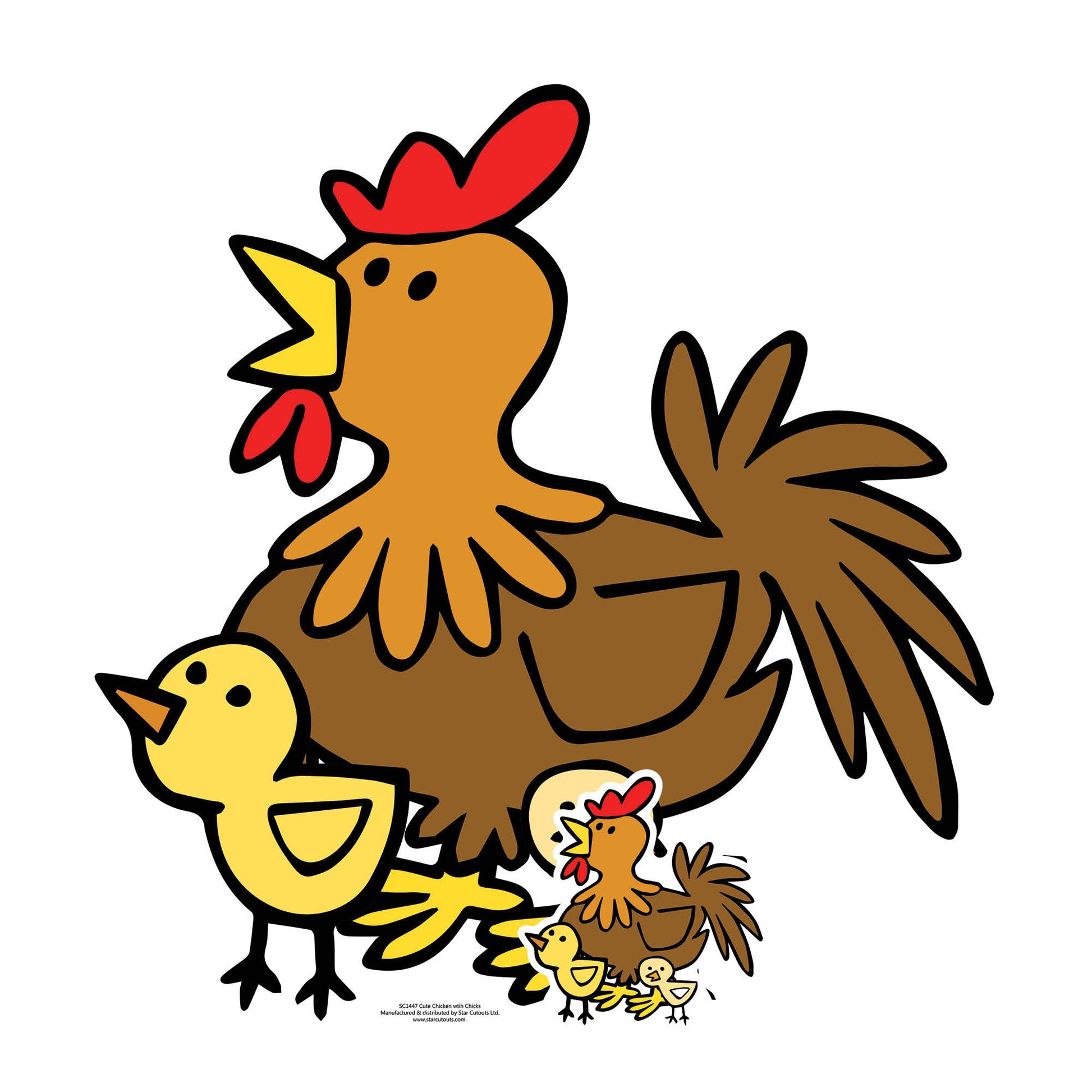 SC1447 Cute Chicken with Chicks Farmyard Animal Cardboard Cut Out Height 73cm - Star Cutouts