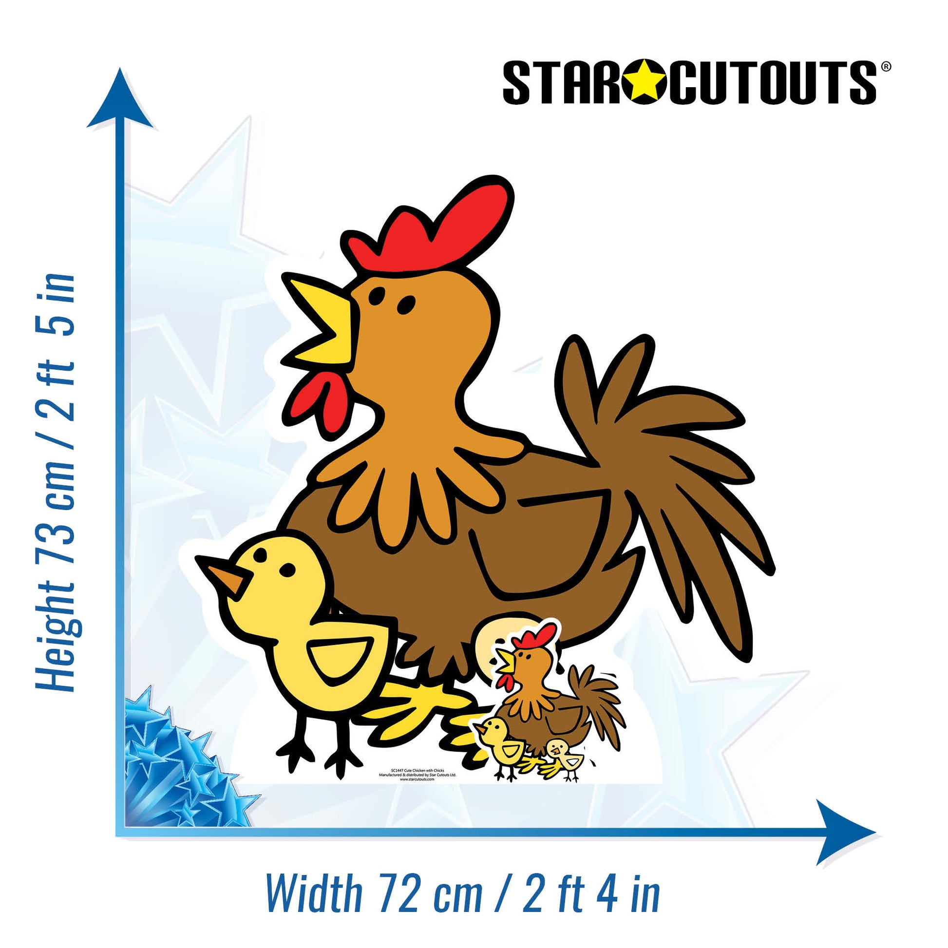 SC1447 Cute Chicken with Chicks Farmyard Animal Cardboard Cut Out Height 73cm - Star Cutouts