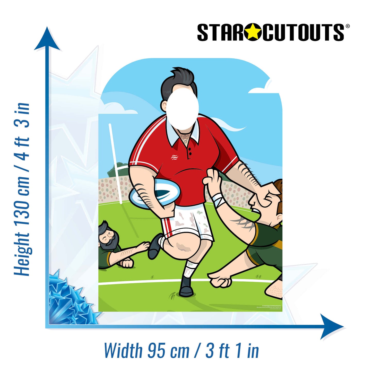 SC1452 Rugby Superstar Child Size Stand In Cardboard Cut Out Height 130cm
