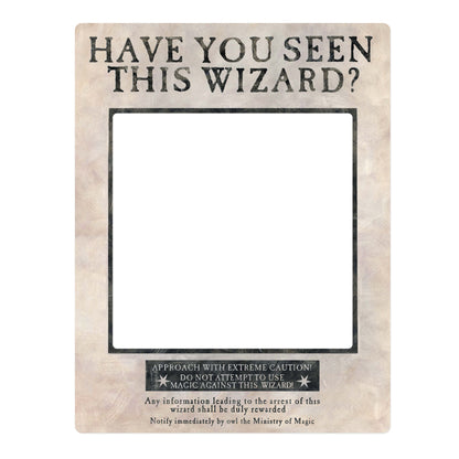 SC1475 WHITE Harry Potter Wanted Poster as White Selfie Frame Have You Seen This Wizard? Cardboard Cut Out Height 87cm