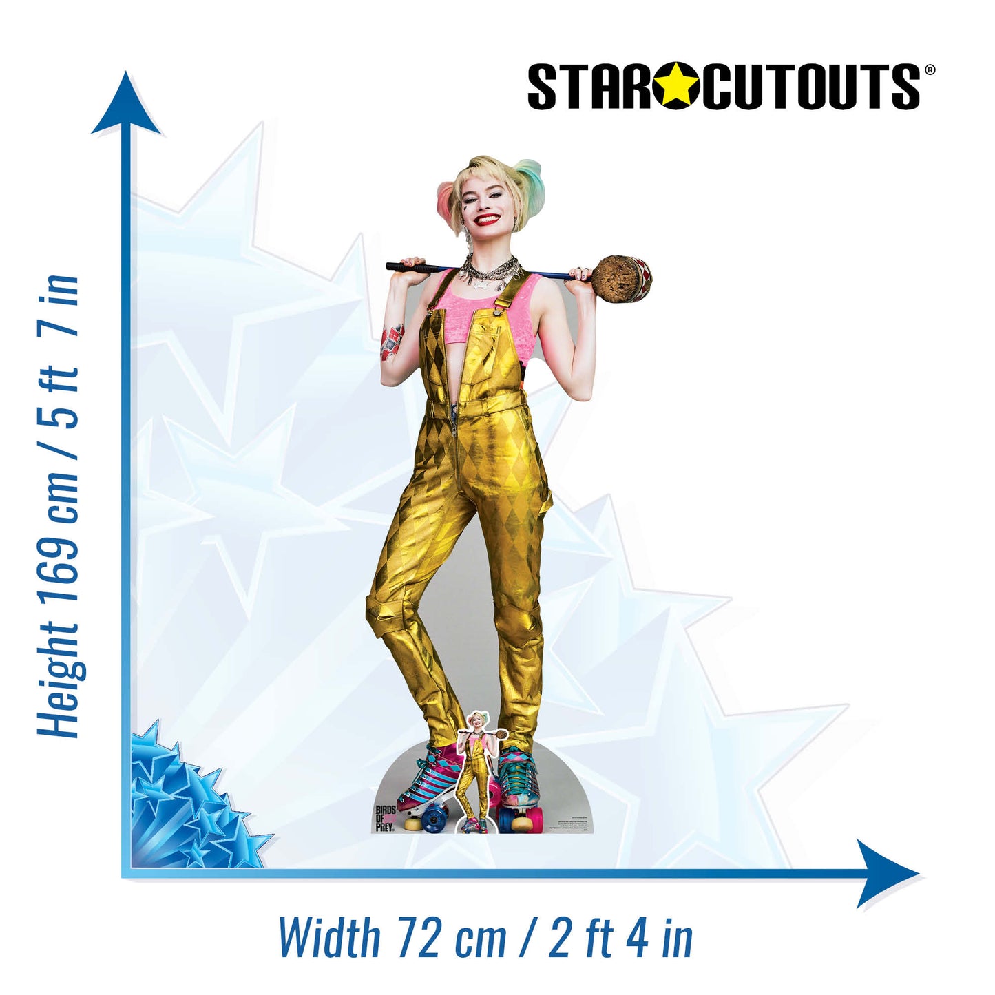 SC1511 Harley Quinn Gold Jumpsuit Margot Robbie Birds of Prey Cardboard Cut Out Height 169cm - Star Cutouts