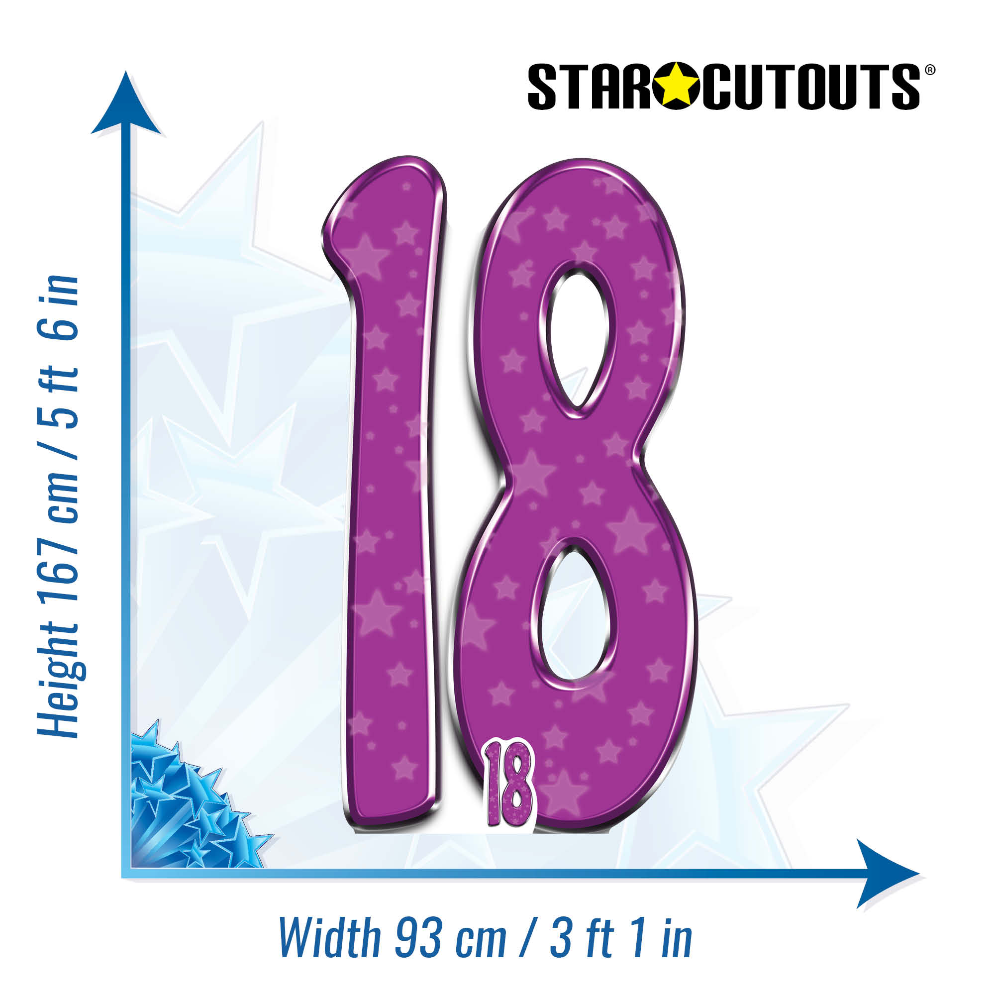 18 Numbers Cuttable SC151 Number 18 Cardboard Cut Out Height 167cm – Star Cutouts