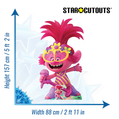 SC1526 Poppy LARGE Microphone Singing Trolls World Tour Cardboard Cut Out Height 157cm