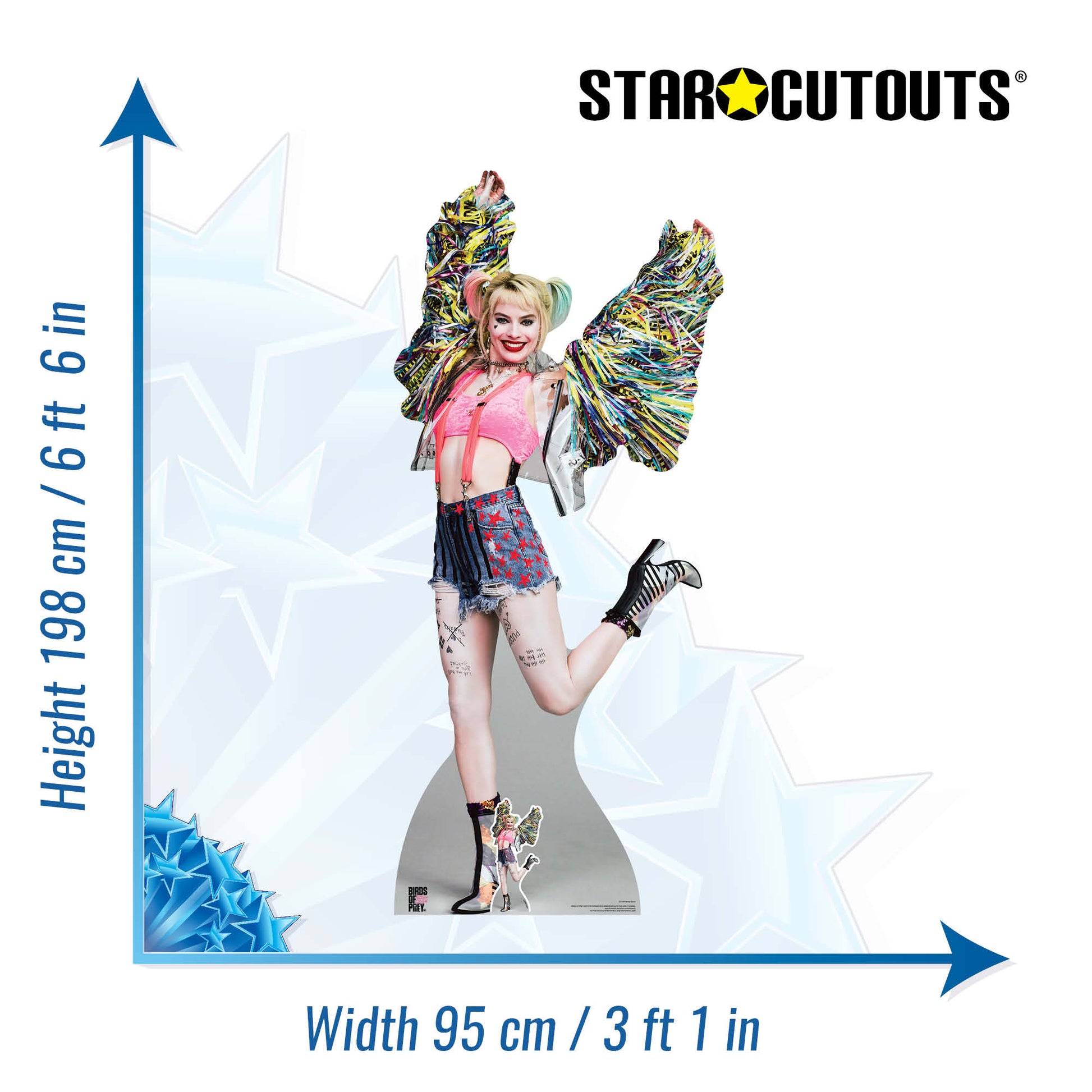 SC1535 Harley Quinn Gotham's Worse Psychotic Happy Butterfly Margot Robbie Birds of Prey Cardboard Cut Out Height 198cm - Star Cutouts