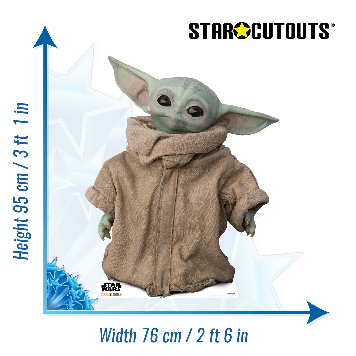 SC1536 The Child Baby Yoda Wise Head Tilt The Mandalorian Cardboard Cut Out Height 95cm