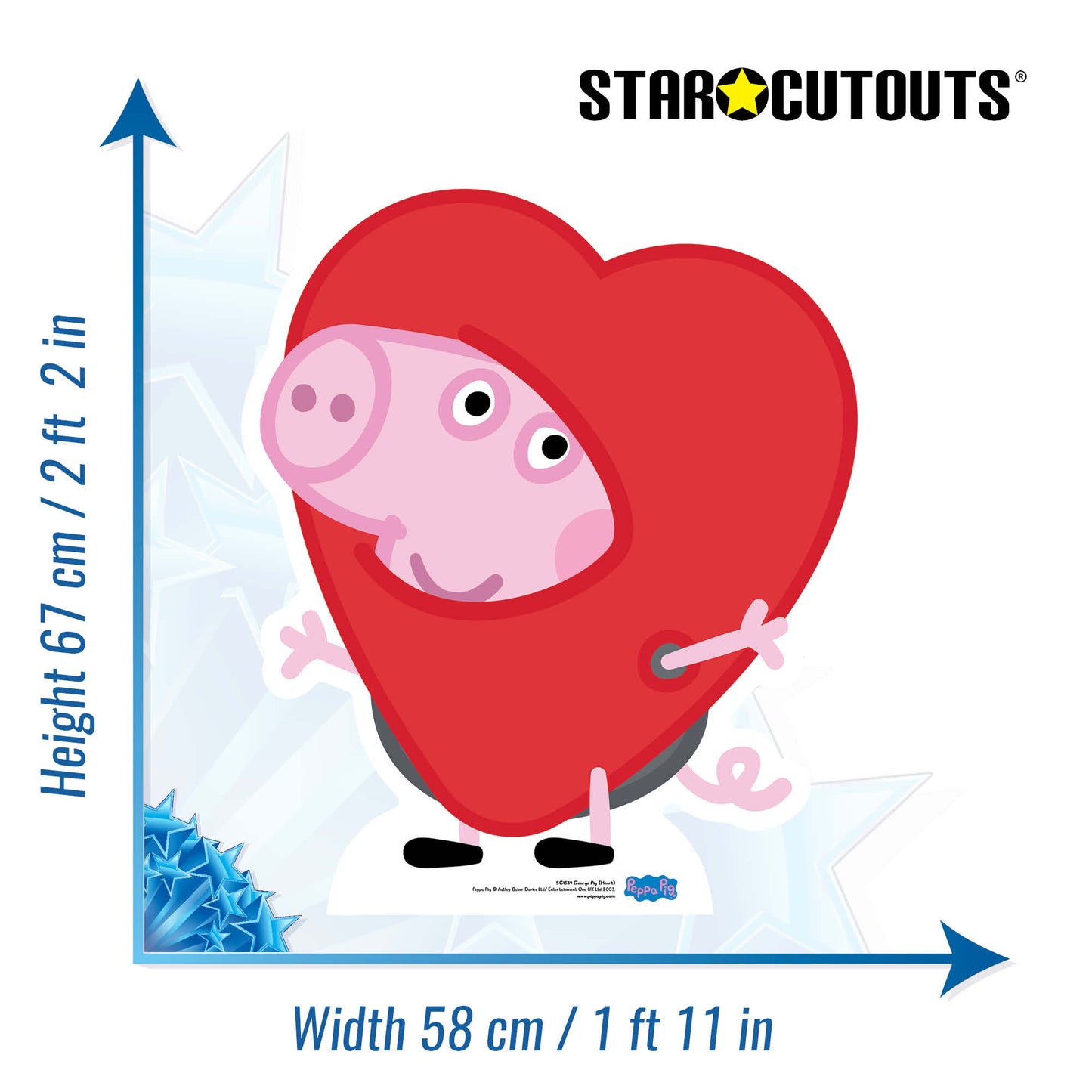 SC1539 George Pig Heart Cardboard Cut Out Height 67cm