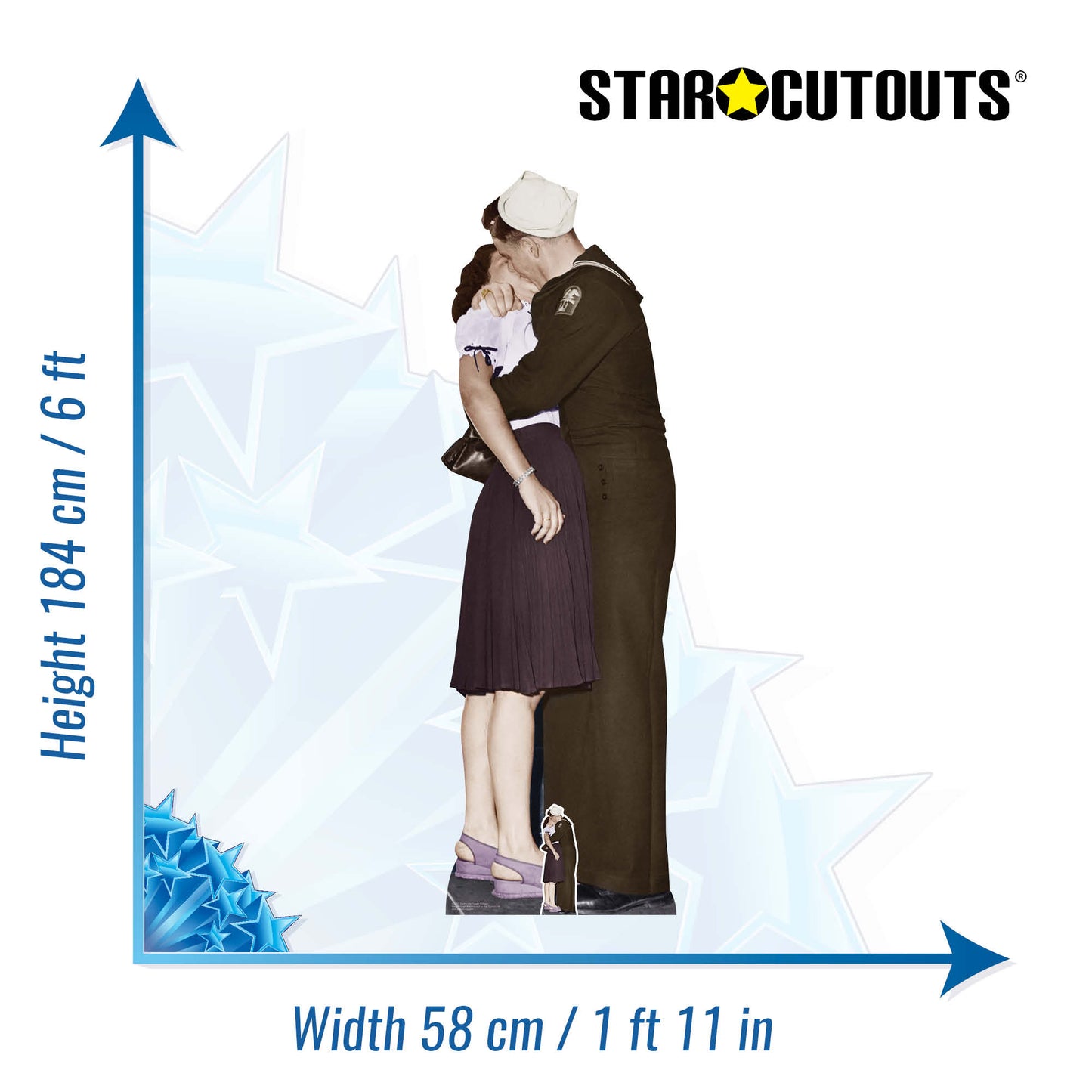 SC1543 Victory Day Couple Colour Cardboard Cut Out Height 184cm