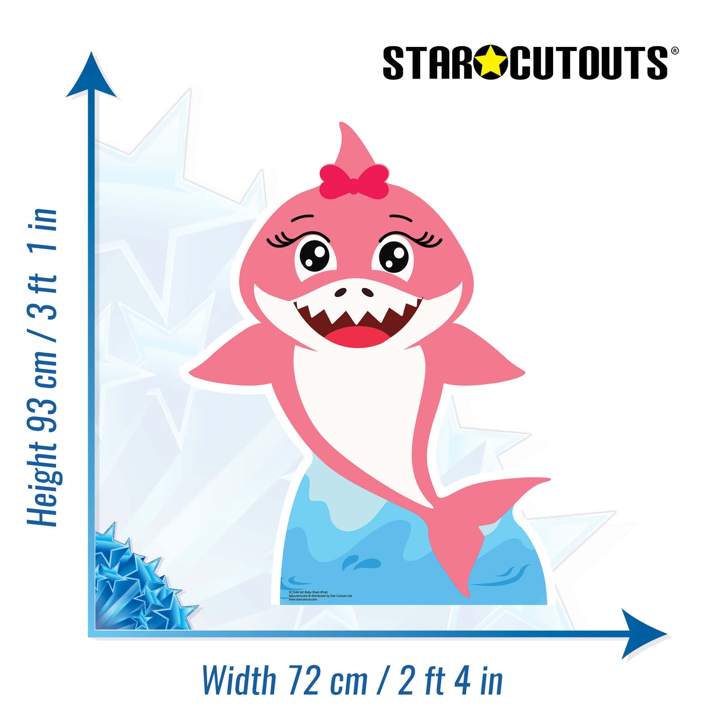 SC1544 Girl Baby Shark Pink Cardboard Cut Out Height 93cm - Star Cutouts