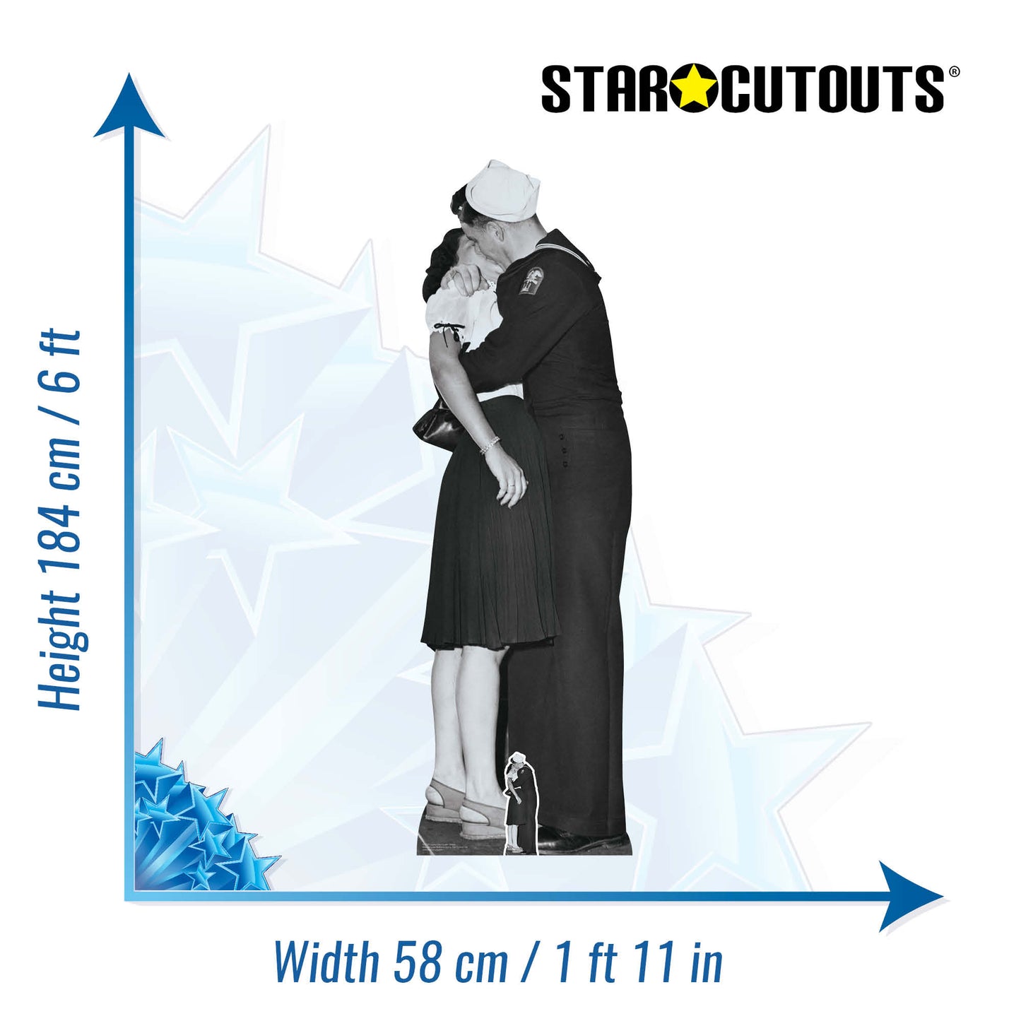 SC1554 Victory Day Couple (Black and White) Cardboard Cut Out Height 184cm