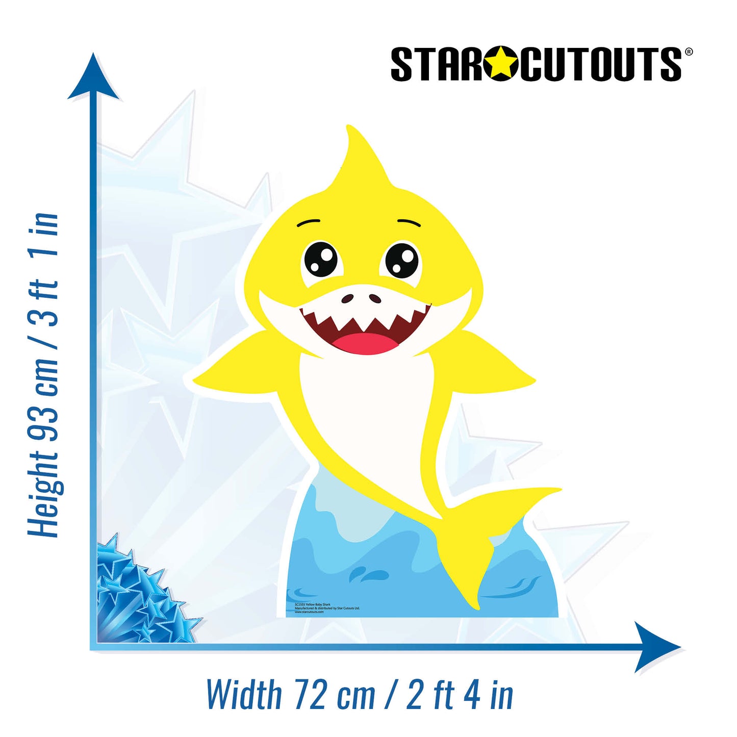 SC1555 Baby Shark Yellow Cardboard Cut Out Height 93cm - Star Cutouts