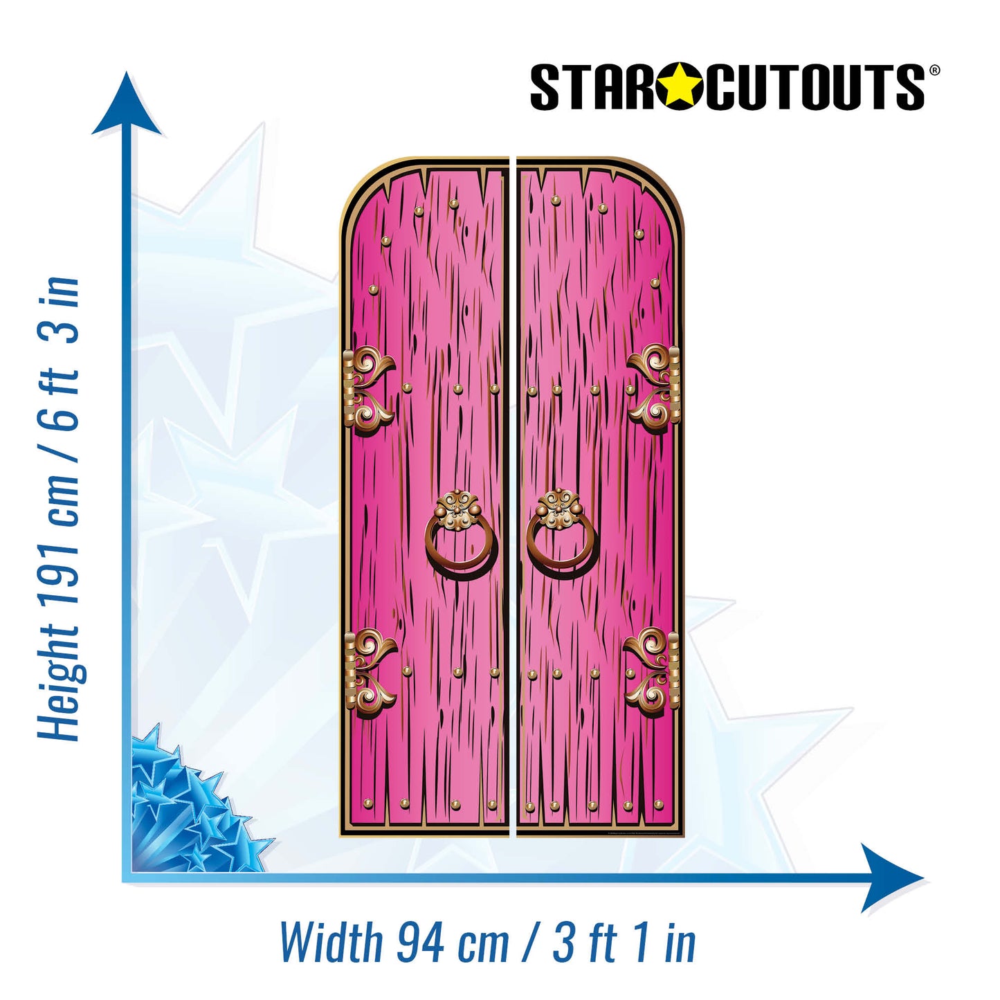 SC1600 Magical Double Doors Pink Cardboard Cut Out Height 191cm