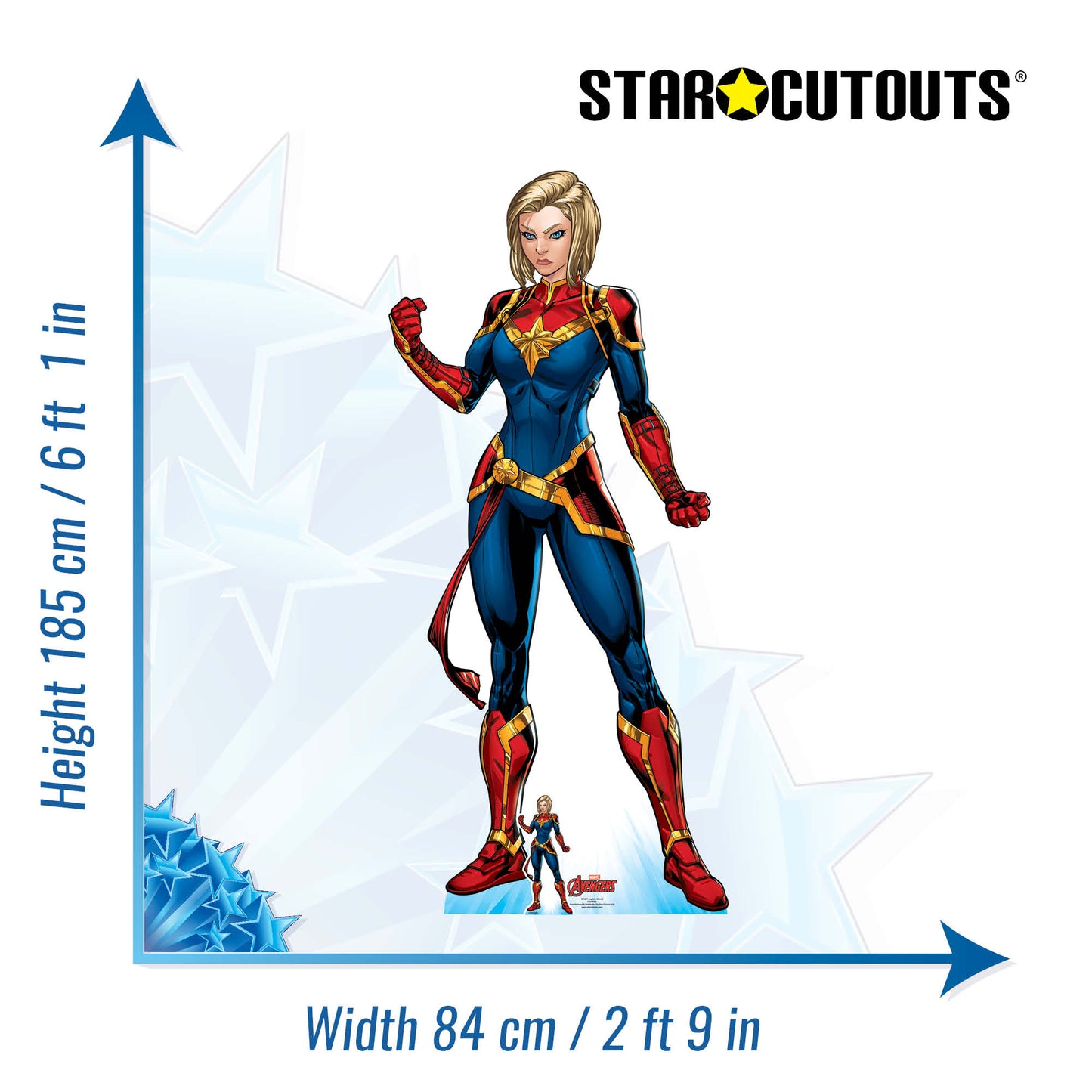 SC1611 Captain Marvel Super Hero Cardboard Cutout With Mini Height 184cm