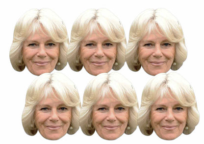 SMP164 Camilla Parker-Bowles  British Royals Six Pack Cardboard Face Masks With Tabs and Elastic