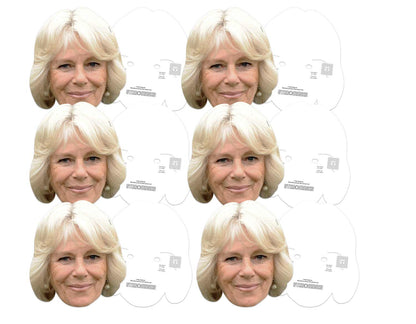 SMP164 Camilla Parker-Bowles  British Royals Six Pack Cardboard Face Masks With Tabs and Elastic