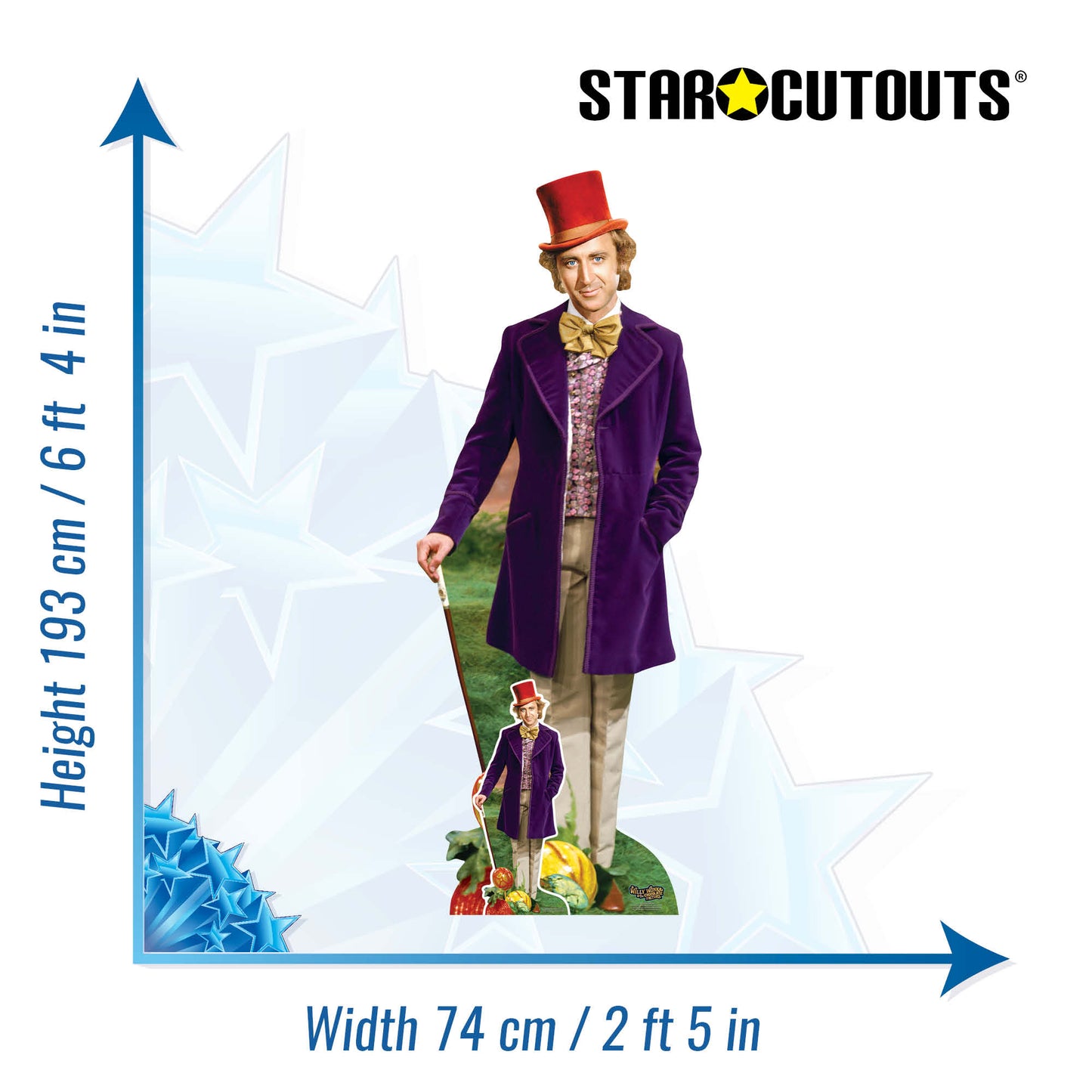 SC1650 Willy Wonka and the Chocolate Factory (Gene Wilder) Cardboard Cut Out Height 193cm