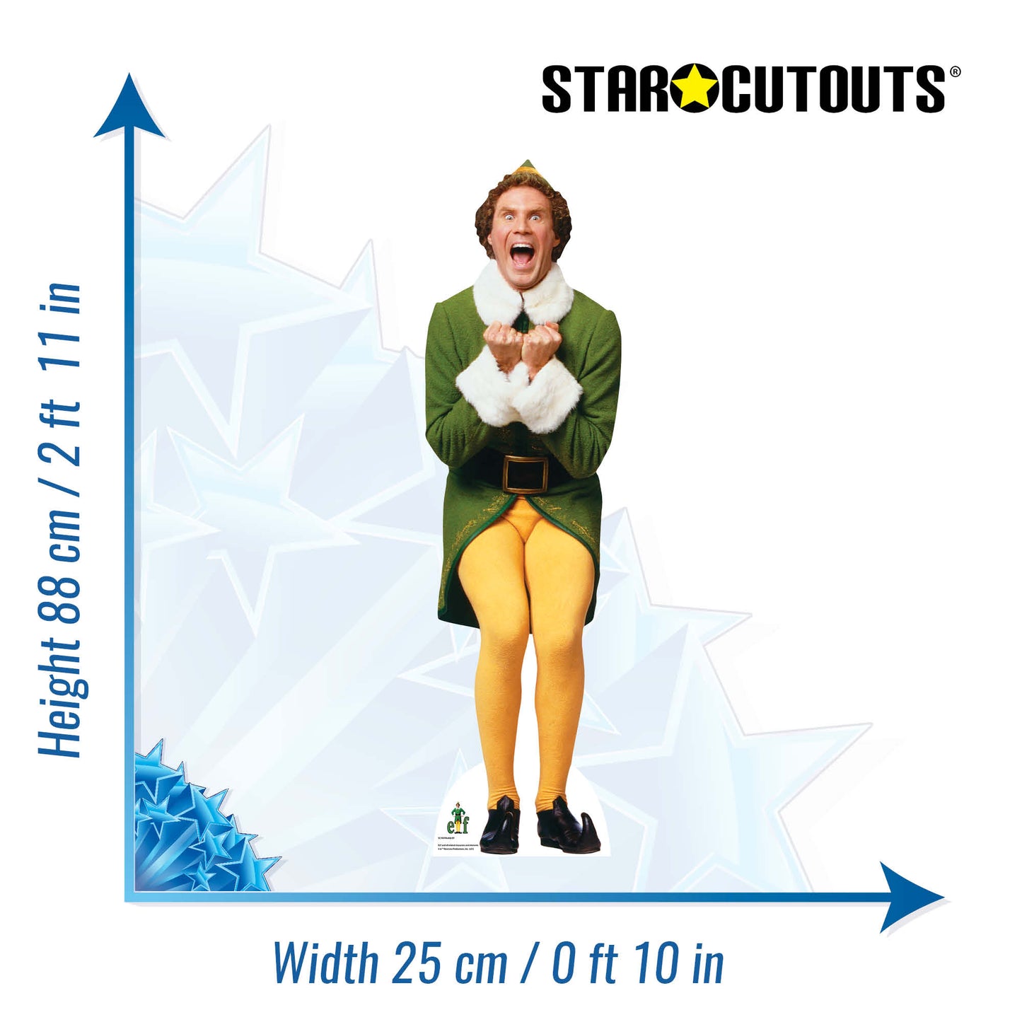 SC1659 Buddy Elf Excited For Christmas (Star Mini) Cardboard Cut Out Height 88cm