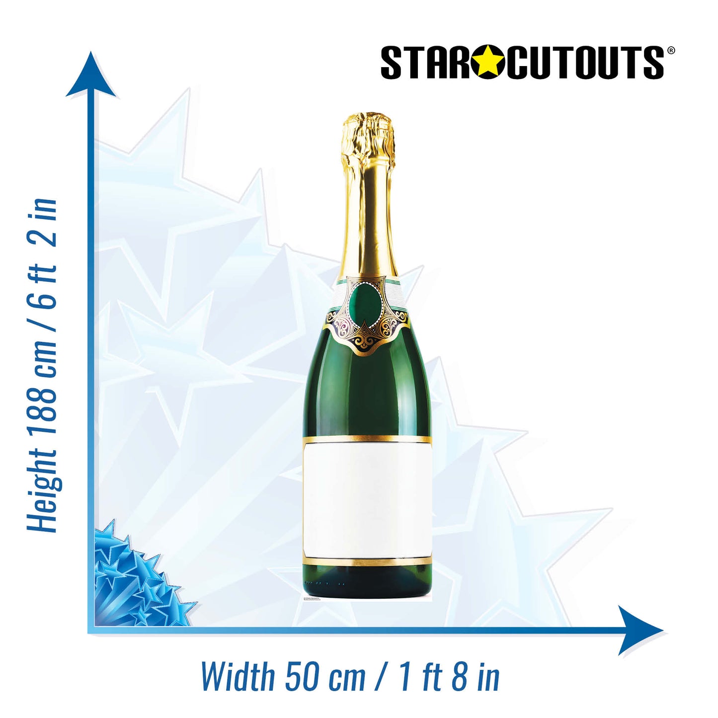 SC167 Bottle of Champagne Cardboard Cut Out Height 188cm
