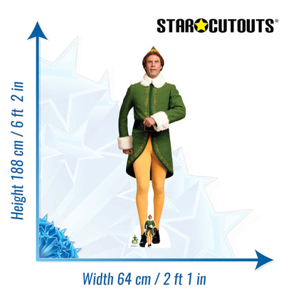 SC1688 Buddy the Elf Marching Cardboard Cut Out Height 188cm