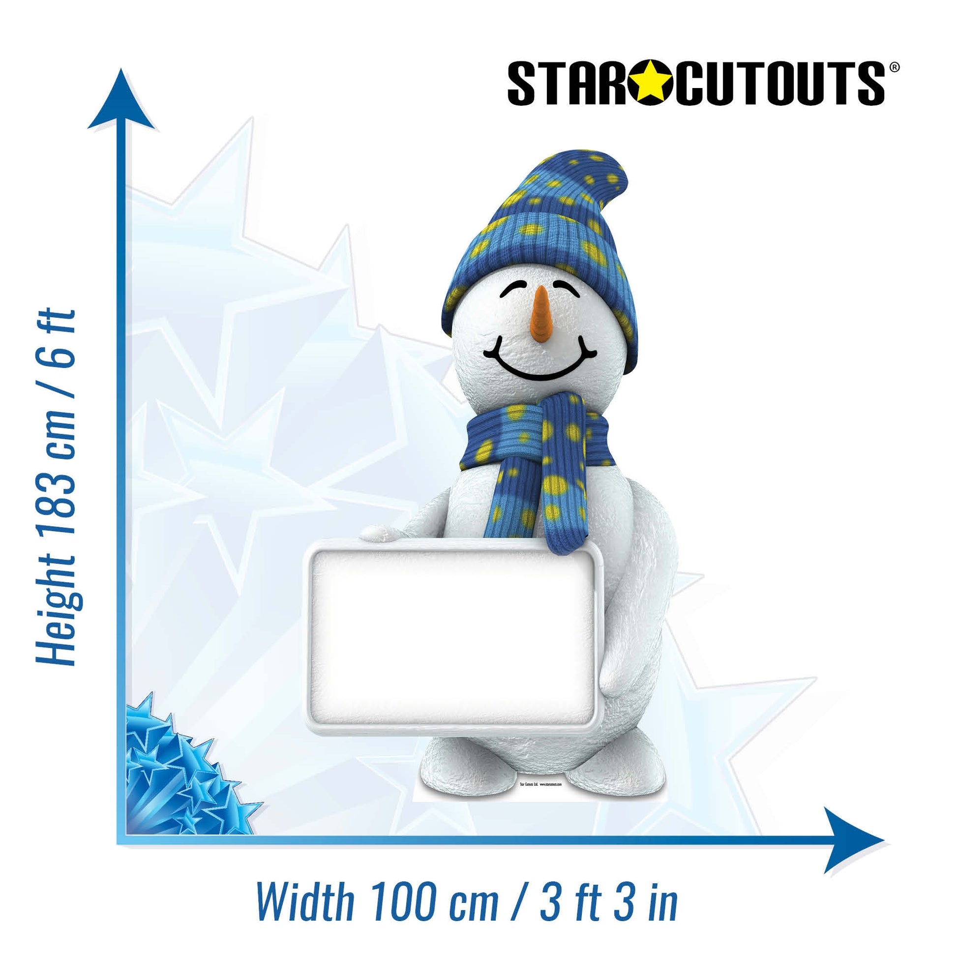 SC168 Snowman with Sign Cardboard Cut Out Height 183cm - Star Cutouts