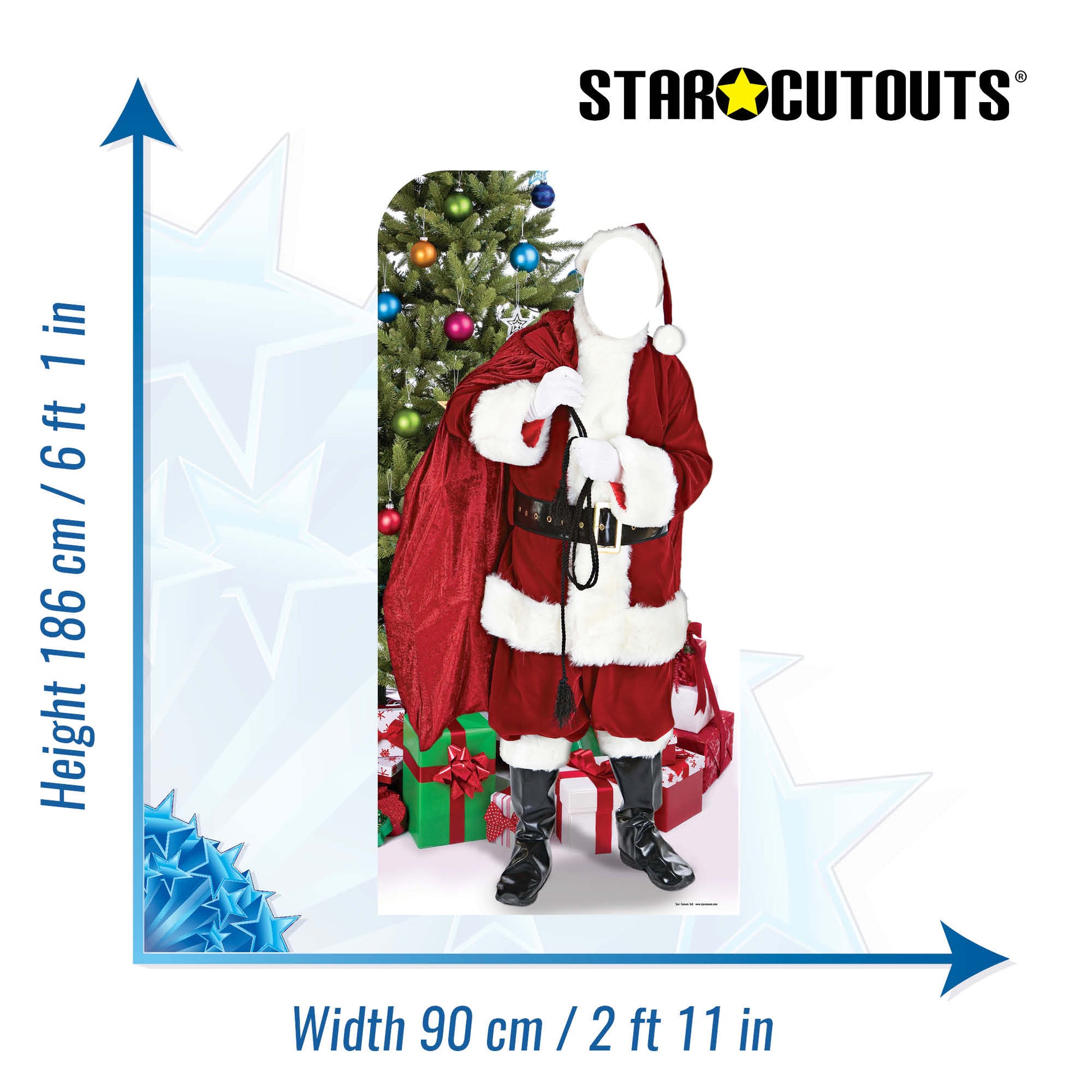SC173 Father Christmas 'Stand-In' Cardboard Cut Out Height 186cm - Star Cutouts