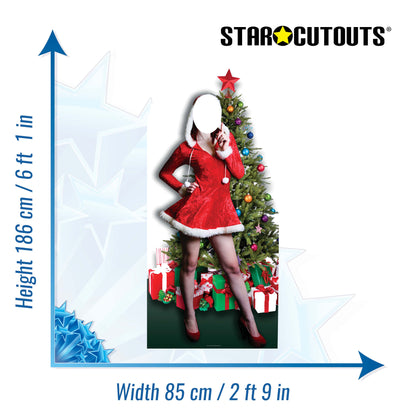 SC178 Mrs Christmas Stand In Cardboard Cut Out Height 186cm - Star Cutouts