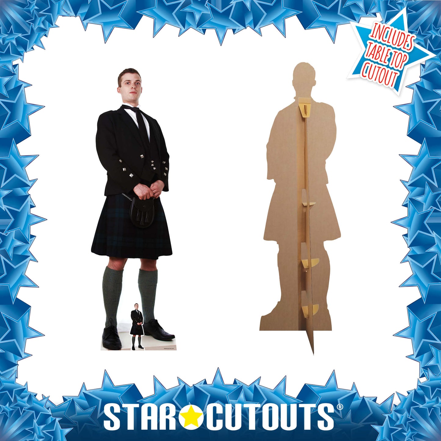 SC2030 Scottish Man in Kilt Cardboard Cut Out Height 183cm