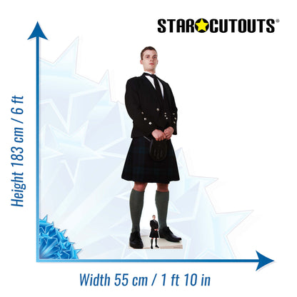 SC2030 Scottish Man in Kilt Cardboard Cut Out Height 183cm