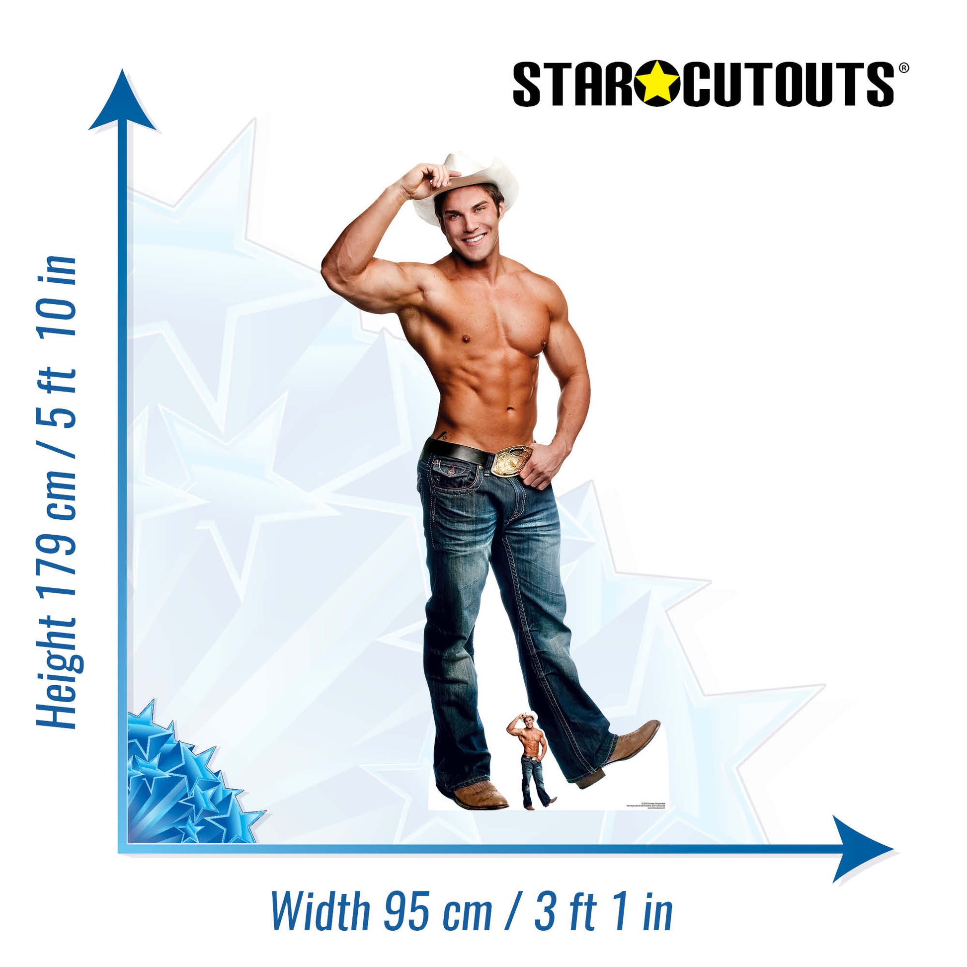 SC2155 Cowboy Chippendale Cardboard Cut Out Height 179cm - Star Cutouts