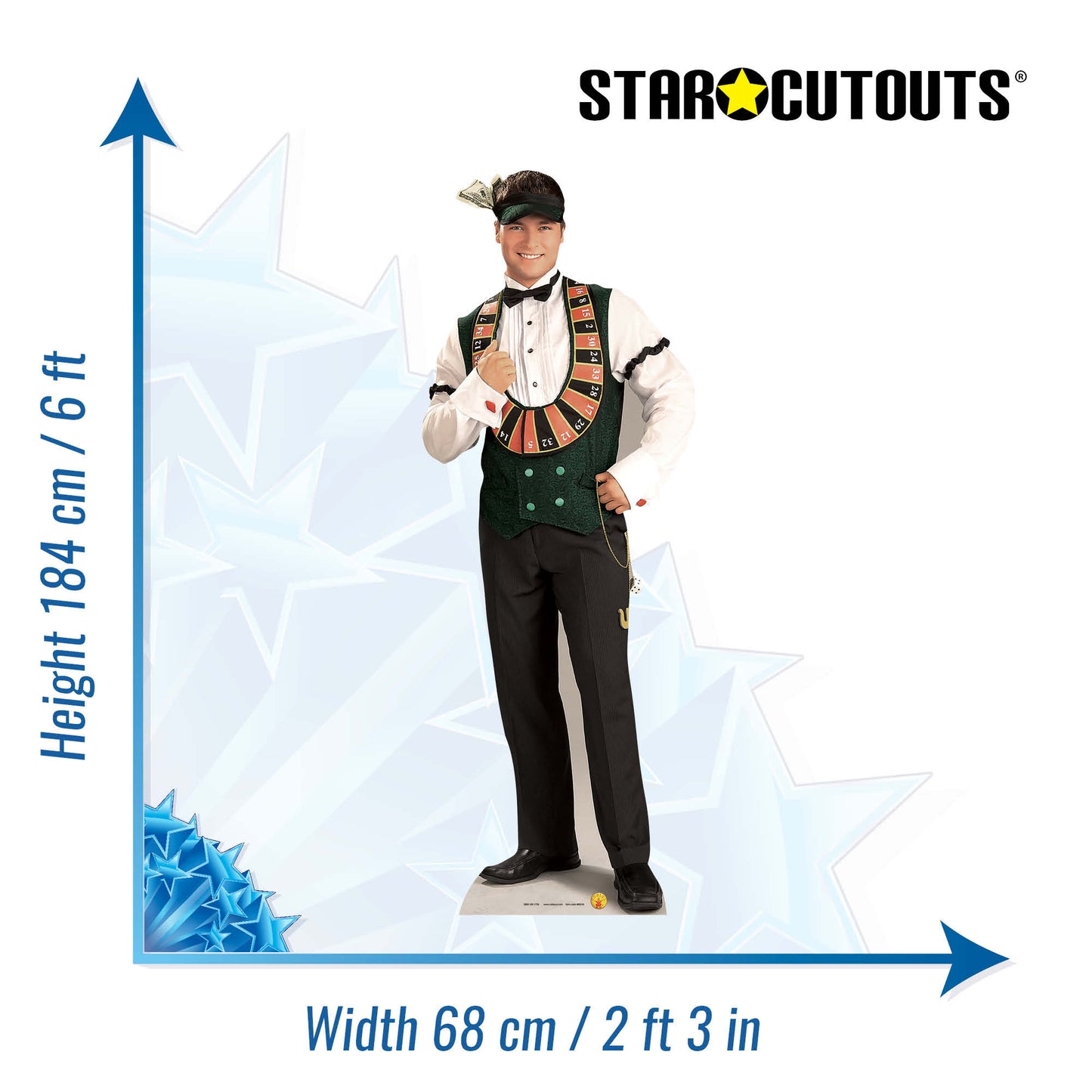 SC215 Casino Croupier Cardboard Cut Out Height 184cm