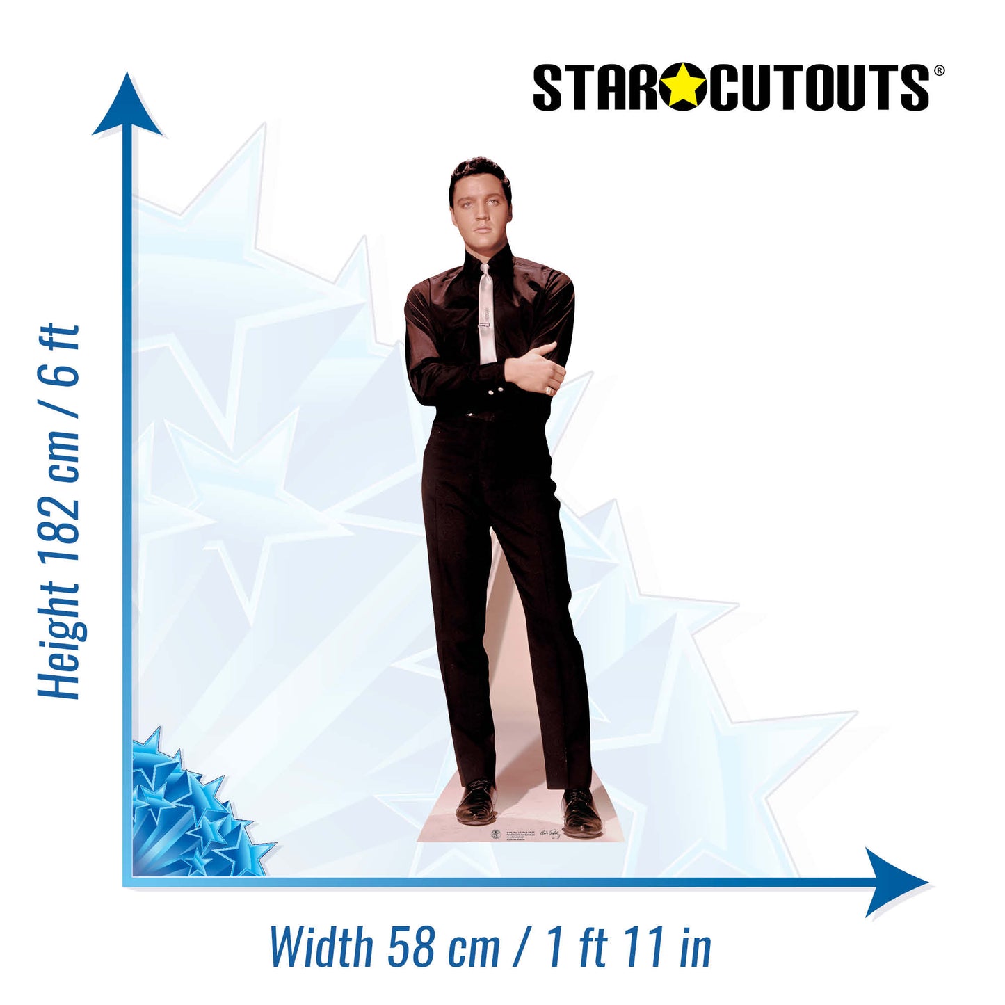 SC228 Elvis in Black Suit and White Tie Cardboard Cut Out Height 182cm