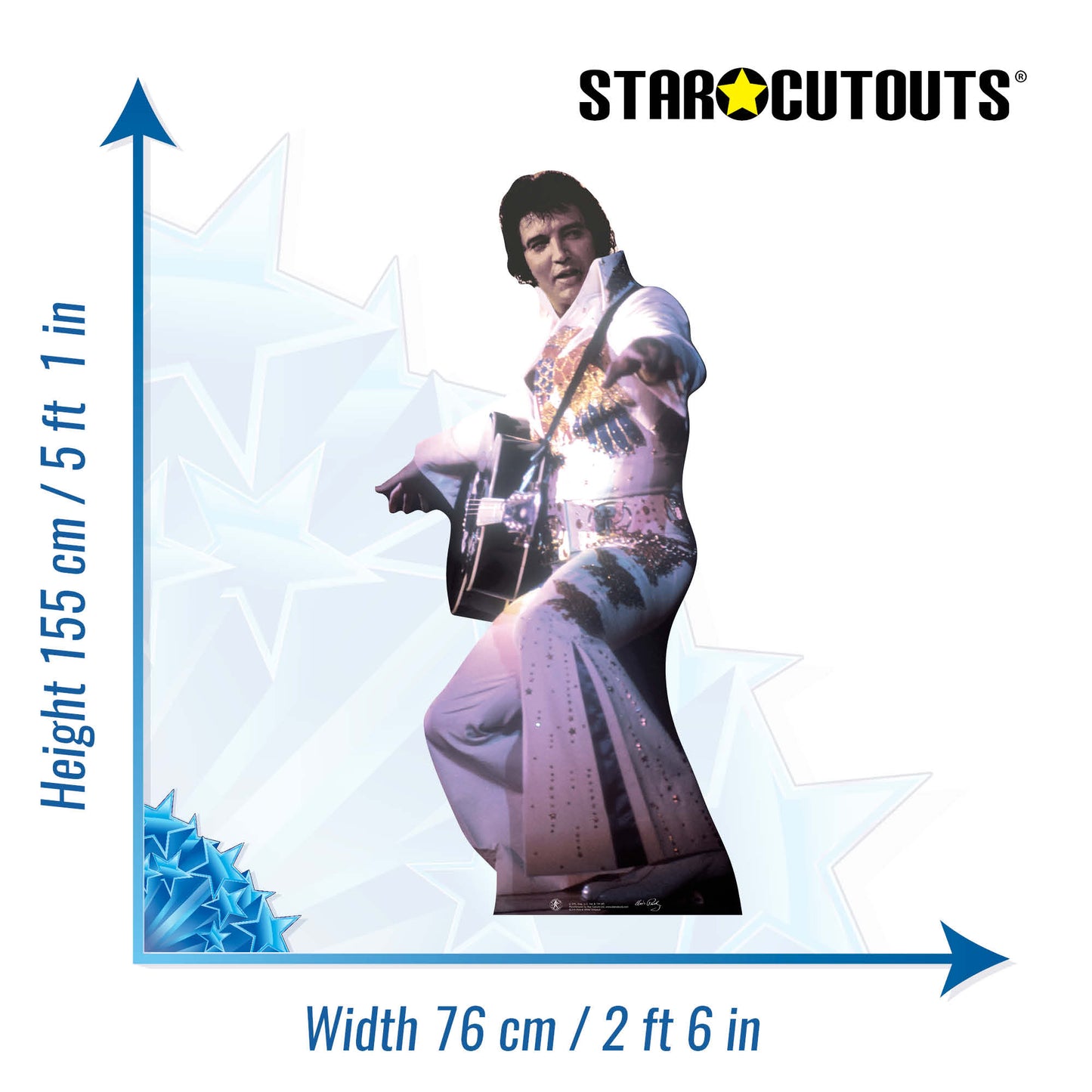 SC231 Elvis in White Jump Suit Cardboard Cut Out Height 155cm