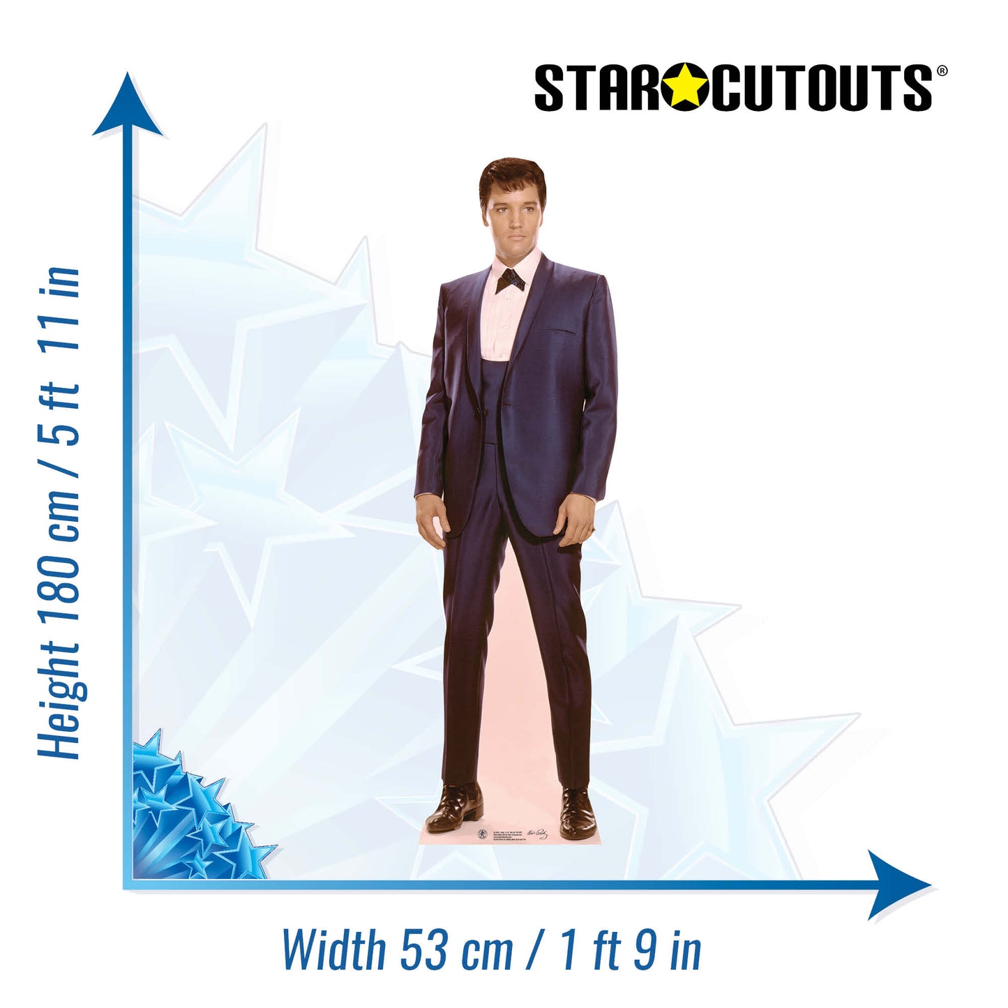 SC236 Elvis 1960s Blue Suit Cardboard Cut Out Height 180cm