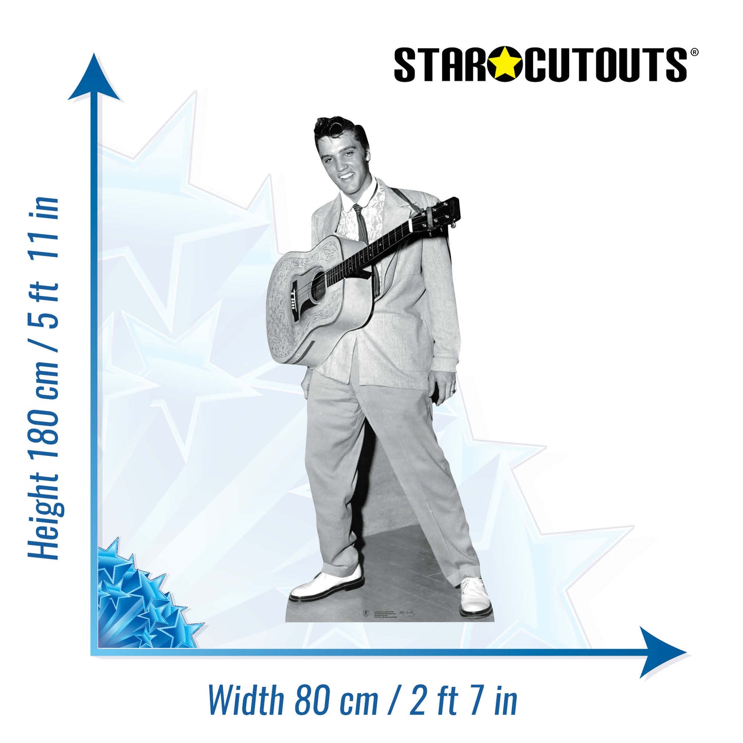 SC237 Elvis Guitar hanging from neck Cardboard Cut Out Height 180cm