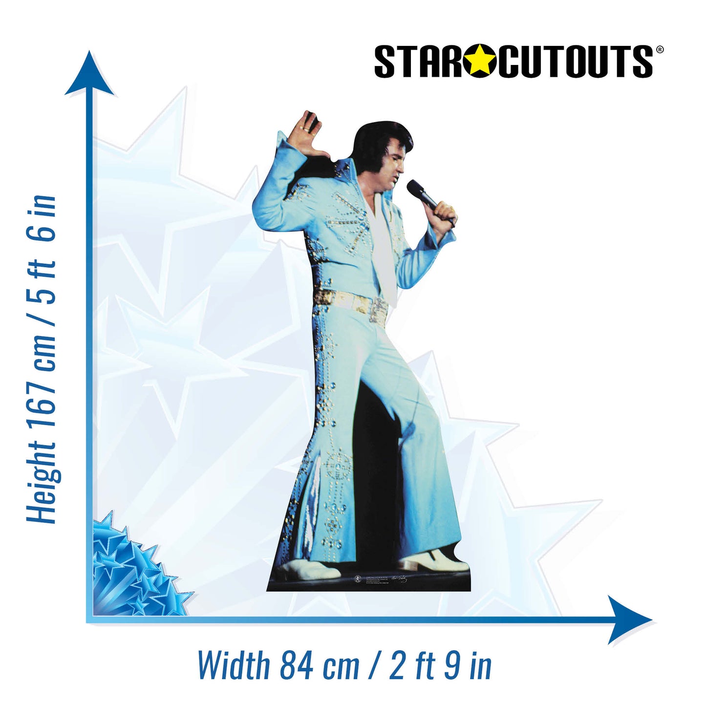 SC240 Elvis Blue Jump Suit Cardboard Cut Out Height 167cm